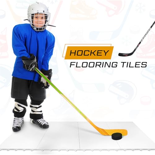 Fabbay Dryland Synthetic Hockey Flooring Tiles - 12x12 Inches, White, 8 pcs