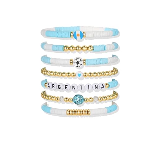 Sports Bracelet Stack Set - 7PC Beaded Charms for Fans