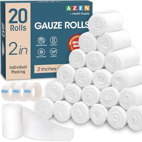 20 Pack Premium Gauze Rolls Bandages - 2 in x 4.1 Yards