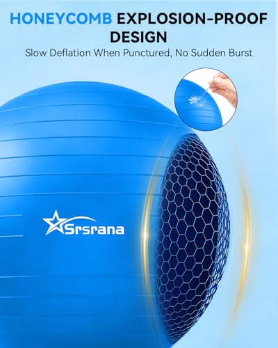 Srsrana Hot Pink Exercise Ball 23-26in for Yoga Pilates Pregnancy Core Stability