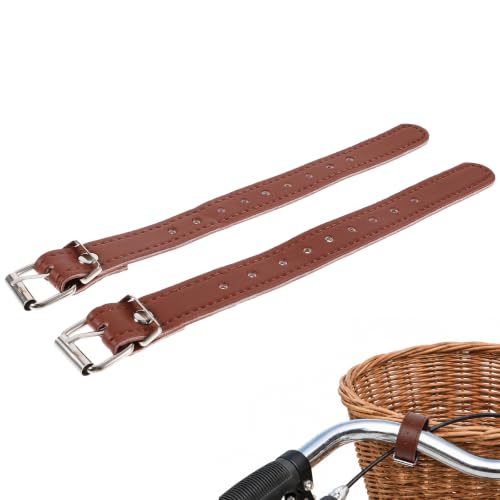 Abaodam 1 Pair PU Leather Bike Basket Straps Replacement for Front Bicycle Basket