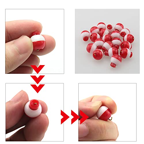 Fishing Bobber 20PCS Red and White 13mm ABS Plastic Floats