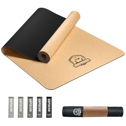 Yellow Large Cork Yoga Mat 72x36 Inch Non-Slip Cushioned Support for Yoga Pilates