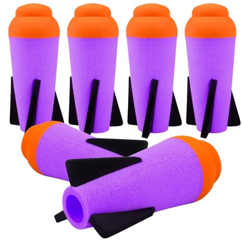 Ruibytree 6-Pack Mega Missile Refills for Nerf N-Strike Elite, Purple