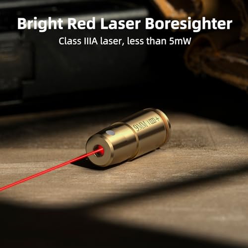 9mm Red Laser Bore Sighter with Extra Batteries & Tin Case