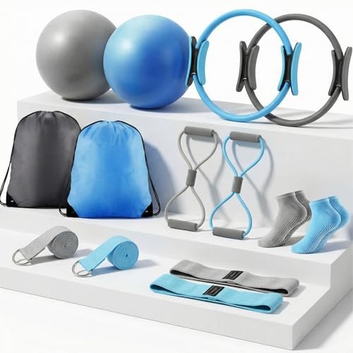 Pilates Equipment Kit for Home Workout - Ring, Ball & Resistance Bands