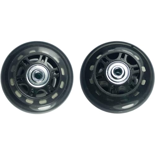 70x6x24mm Inline Skate Replacement Wheels for Luggage & Skates - Black & Clear, 2 Sets