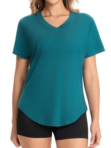 Women's V-Neck Athletic T-Shirt - Moisture Wicking Workout Top