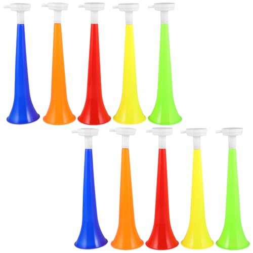 11" Plastic Stadium Horns - 10 Pack Colorful Noise Makers