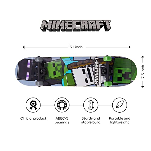 31-Inch Complete Skateboard with 9-Ply Maple Deck & ABEC 5 Bearings