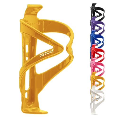 Bike Water Bottle Holder - Carbon Fiber Drink Cage for Bicycles, Yellow