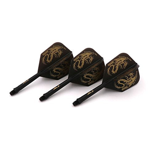 Integrated Dart Flight and Shafts - Black Dragon Size M-28mm