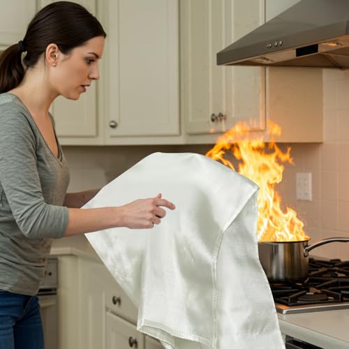 Fire Blanket Emergency Home Kit 40x40 Fiberglass, Pack of 4 - Fast Fire Suppression