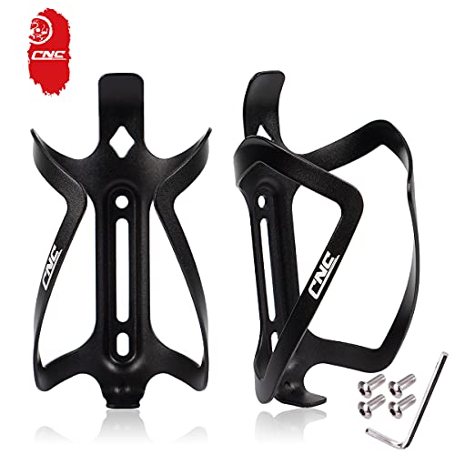 CNC Bike Water Bottle Holder - 2-Pack Lightweight Metal - Black