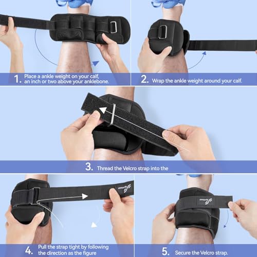 Sportneer Adjustable Ankle Weights 5 lbs Pair - Removable Weights for Fitness & Rehab
