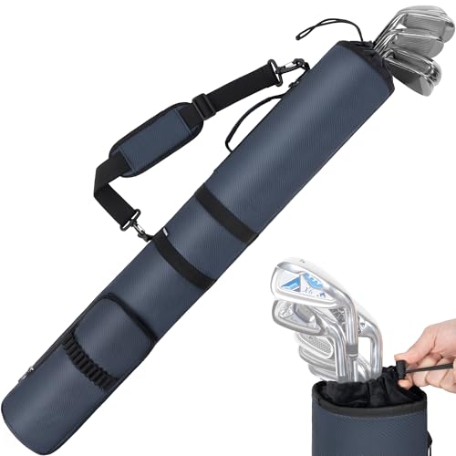 AKOZLIN Lightweight Foldable Golf Sunday Bag with Secure Drawstring Closure Blue