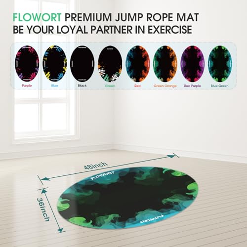 Jump Rope Mat - Large 48"x36" Non-Slip Rubber Mat - Blue & Green