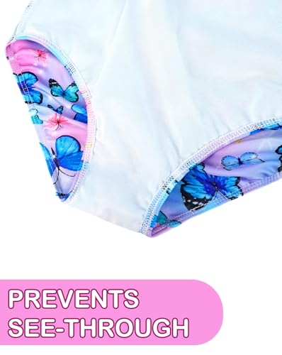 Girls One-Piece Swimsuit Quick Dry Butterfly - 9-10 Years Blue Pink