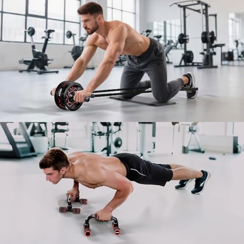 Ab Roller Wheel Exercise Kit with Resistance Bands & Knee Mat