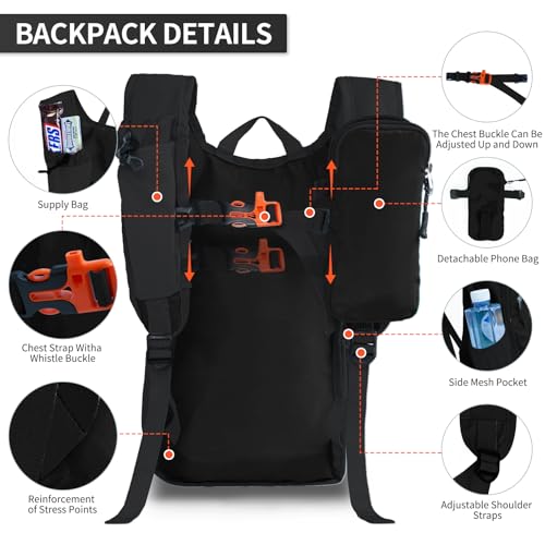 High Experience Small 10L Packable Hiking Backpack for Women & Men - Black