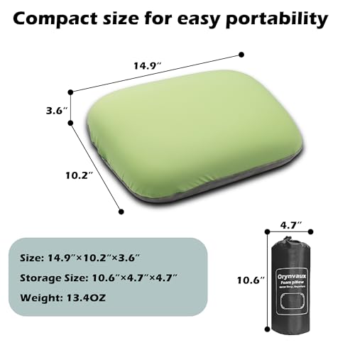 Travel Camping Pillow with Adjustable Strap & Washable Cover - Compact Portable Support