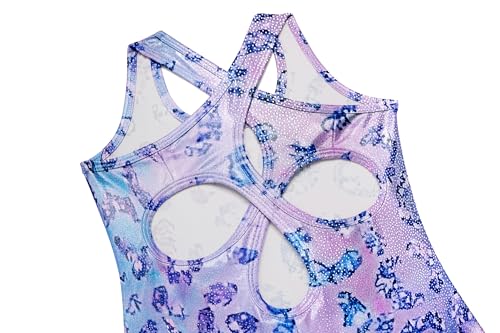 Girls' Sparkly Hollow Back Gymnastics Leotard with Shorts - Ages 3-11
