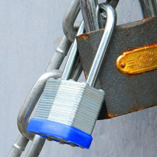 SEPOX¢ç 12Pcs Set Laminated-Padlocks with Key Different, Extra Long-Shackle, 1-9/16" 40MM Heavy-Duty Steel Lock Body Each Lock with 2 Big Key for Outdoor & Indoor Lockers-Locks, Fence, Gate, Tool-Box