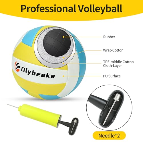Portable Volleyball Net Set 32FT - Adjustable Height, Carry Bag, Black & Green