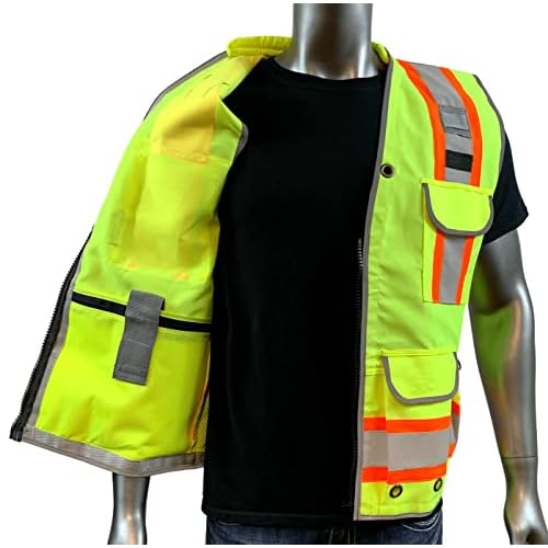 A Reflective Safety Vest For men Class 2 Heavy Woven Two Tone Engineer Hi Viz Safety Vest 3M Tape