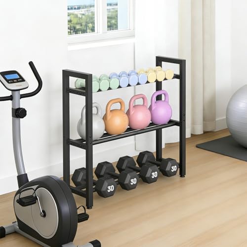 Adjustable 3-Tier Dumbbell Rack Stand - 9.84"D × 29.25"W × 31.37"H