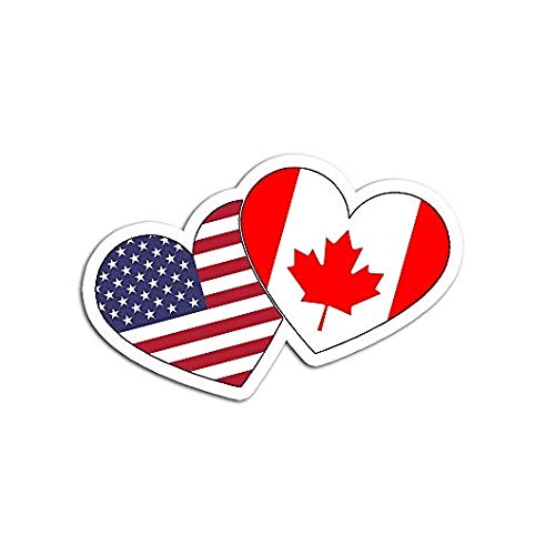 Canada USA Flag Heart Decal - Vinyl Sticker for Cars, Laptops & Windows