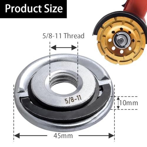 2Pcs Angle Grinder Flange Nuts with 5/8-11 Inch Thread, Quick Change Grinder Flange Locking Nut Metal Angle Grinder Nut for Replacement/Fixing Cutting Discs