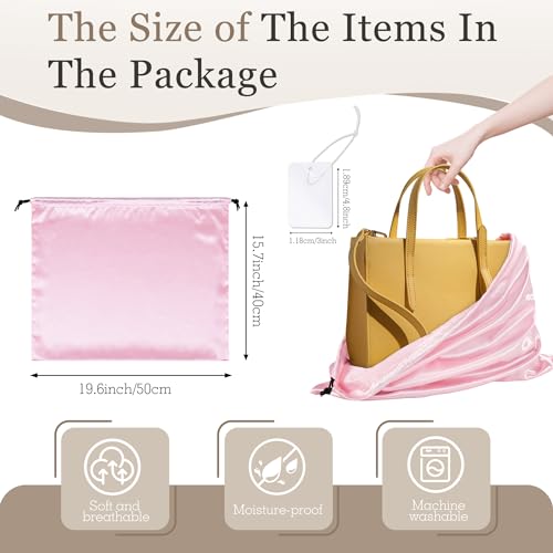 Pink Satin Dust Bags - 3 Pack Drawstring Pouches 19.6x15.7in
