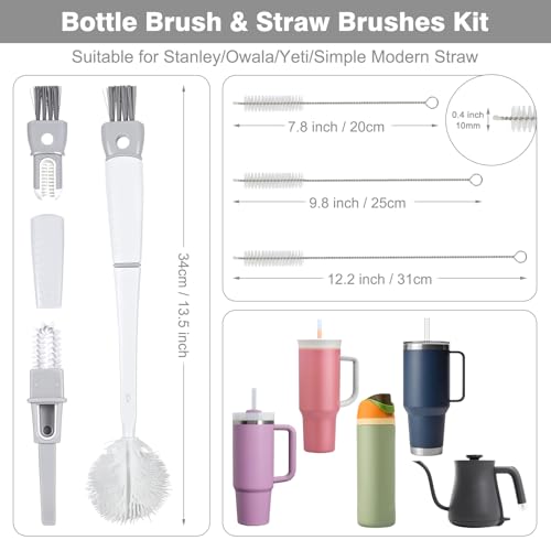 Straw & Bottle Cleaning Brush Kit - 3 Sizes for Tumbler Care