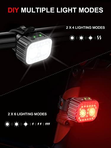 Rechargeable Bike Lights Set - Super Bright LED with 2 Modes, Waterproof, Long Battery Life