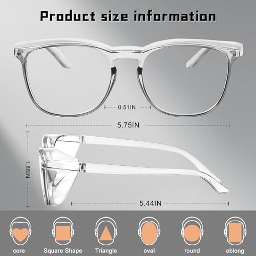 RTBOFY Ansi Z87.1 Clear Safety Glasses With Side Shields Anti Fog Scratch Resistant Stylish Eye Protection For Men