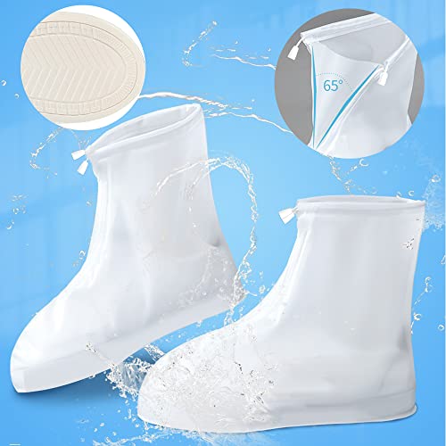 Waterproof Rain Boot Covers - Reusable Non-Slip Galoshes - Large, Transparent