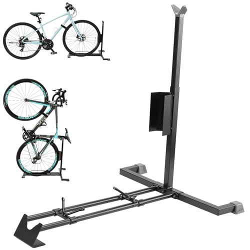 YueTong Bike Stand for Vertical Bike Storage,Upright Bicycle Stand Indoor,Standing Bike Rack for Garage Floor,Suit for MTB,Road Bike,Woman Bike and E-bike.