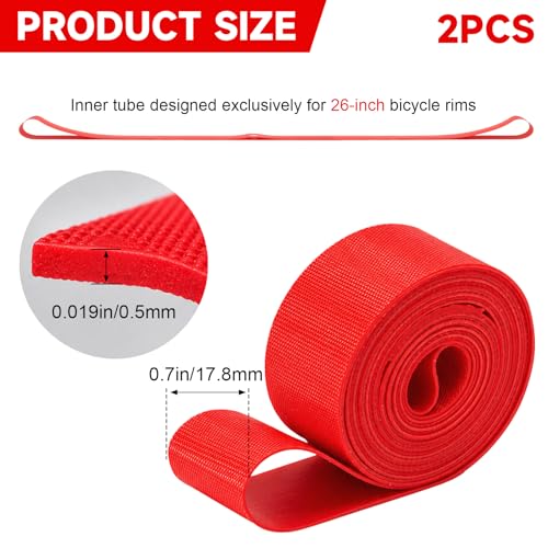 Bicycle Rim Tape 2 Pack - 26 Inch High Pressure Puncture Resistant