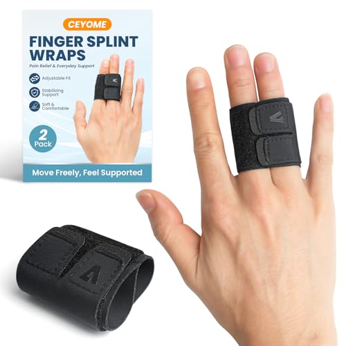 CEYOME Medium Adjustable Finger Splint Wraps 2 Pack for Support & Alignment