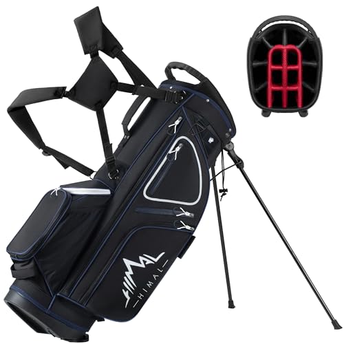 Lightweight 14-Way Golf Stand Bag - Black with 10 Pockets