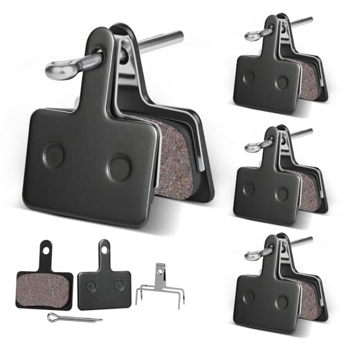 High-Performance Bike Brake Pads - 4 Pairs Black, Resin/Semi-Metallic