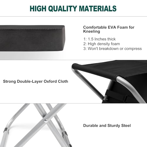 MAXPACE Garden Kneeling Pad and Foldable Gardening Stool 2 in 1, Extra Thick Soft Water-Resistant Comfortable Durable Foam Knee Pad Mat Cushion Garden Kneeler and Seat for Gardening, Mechanics, Work