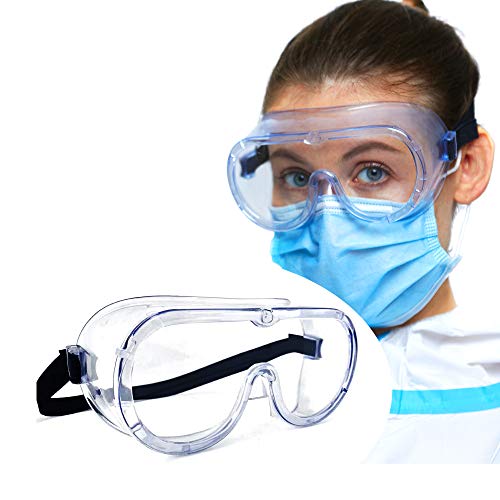 Safety Goggles - FDA Registered Anti-Fog, Fits Over Glasses - Light Blue