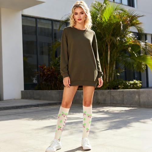 Knee High Compression Socks - 3 Pairs for Men & Women - Flower3
