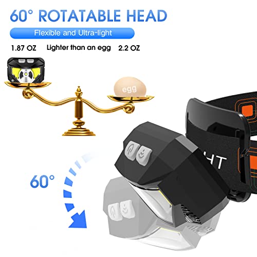 Rechargeable LED Headlamp Flashlight - Ultra-Light, Waterproof, 8 Modes