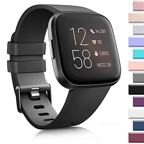 Soft Elastomer Sport Watch Band for Versa Series - Black, Large