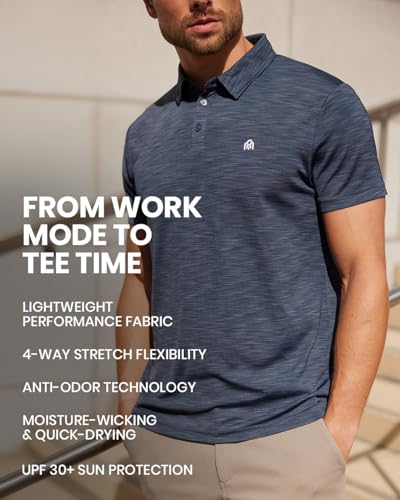 Into the AM Dri-Fit Polo Shirt for Men, Black, Large, Moisture-Wicking Quick-Dry Polo