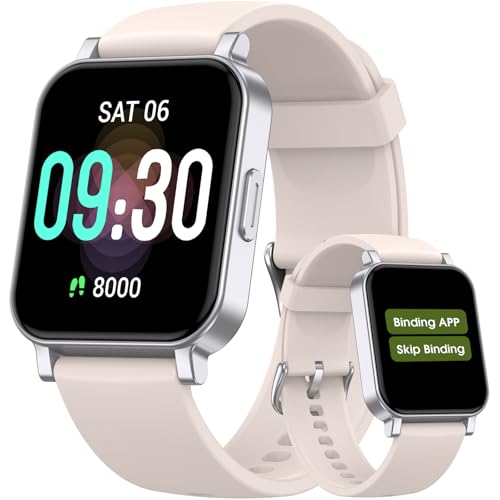 Pedometer Watch for Seniors - White, IP68 Waterproof Fitness Tracker, Heart Rate & Sleep Monitor