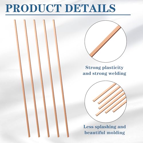 Tandefio 40 Sticks Brazing Rods AWS BCup-5 15% Silver Solder Phos Copper Brazing Alloys Flat Welding Rods Industry 0.050"x1/8"x10" for Air Conditioning Refrigerator Cold Storage HVAC Units
